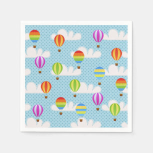 Serviettes En Papier Ballons d'air chaud en ciel pointillé nuageux
