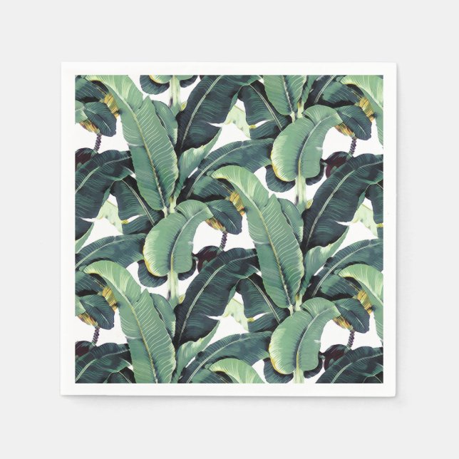 Serviettes En Papier Banane Feuille Palm Tree Papier Tropical Napkins (Devant)