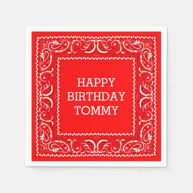 Serviettes En Papier Bandana rouge | Cocktail Napkin (Devant)