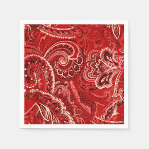 Serviettes En Papier Bandanna chic rouge de Paisley de hippie de Boho