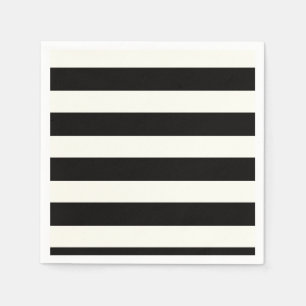 Serviettes En Papier Bande noire et blanche
