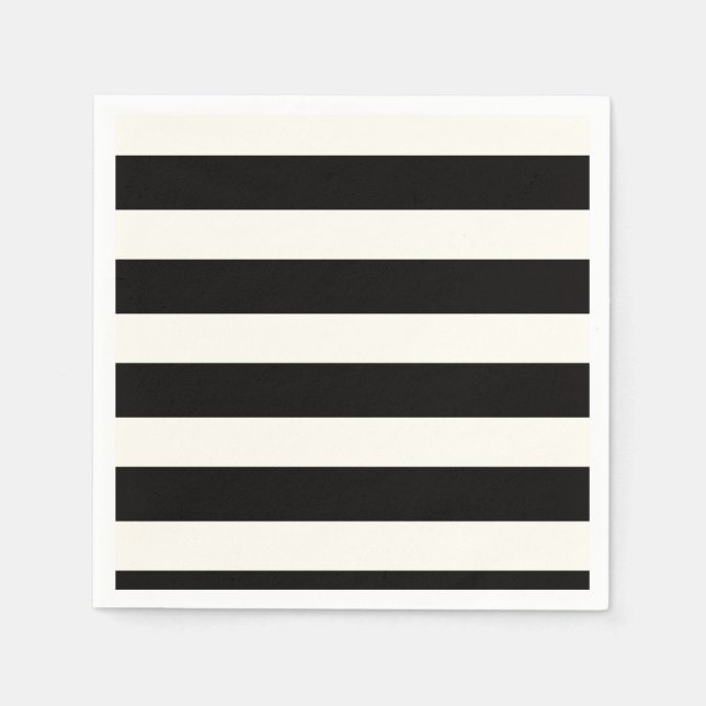 Serviettes En Papier Bande noire et blanche (Devant)