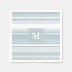 Serviettes En Papier Bandes bleu glace monogramme