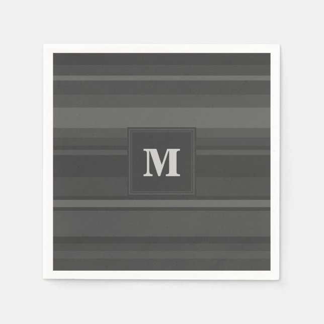Serviettes En Papier Bandes de charbon de monogramme (Devant)