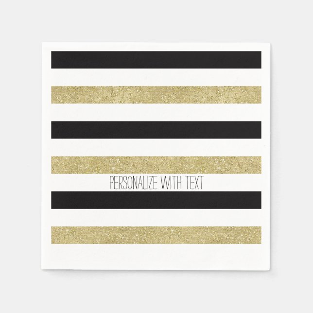 Serviettes En Papier Bandes d'or et de noir (Devant)