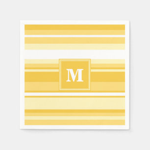 Serviettes En Papier Bandes jaunes monogrammes