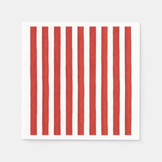 Serviettes En Papier Bandes rouges et blanches