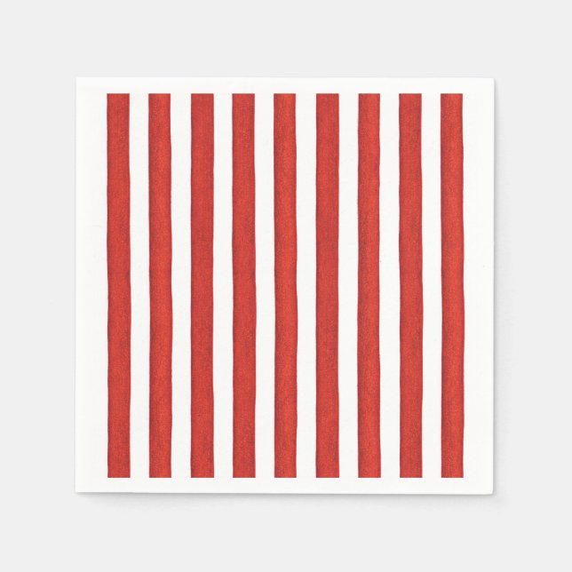 Serviettes En Papier Bandes rouges et blanches (Devant)