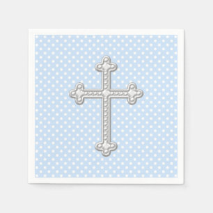 Serviettes En Papier Baptême Baby Blue Cross