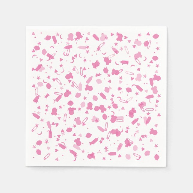 Serviettes En Papier Baptême de baptême de confettis de roses pâles (Devant)