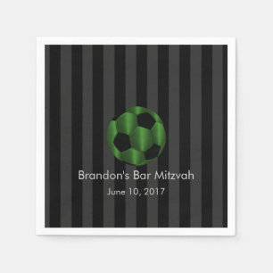 Serviettes En Papier Bar Mitzvah Emerald Balle de football vert et noir