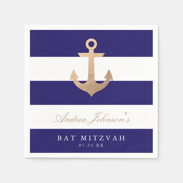 Serviettes En Papier Bat mitzvah de marine (Devant)