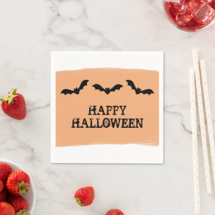 Serviettes En Papier Bats orange en aquarelle Halloween Papier Naples