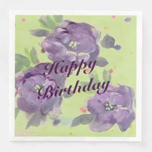 Serviettes En Papier Beaux roses violets avec un morceau de rose