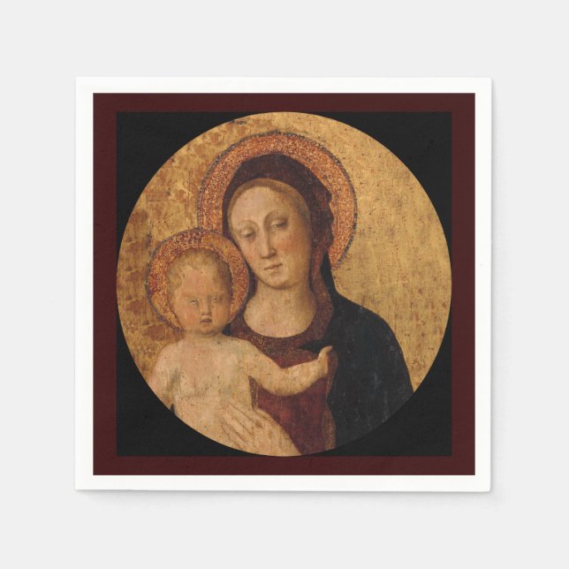 Serviettes En Papier Bébé Jésus et Marie Sous et Arc (Devant)