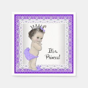 Serviettes En Papier Bébé violet et gris Douche fille
