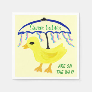 Serviettes En Papier Bébés doux Baby shower Jaune Ducky Parapluie