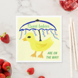 Serviettes En Papier Bébés Mignons Jaune Canard Bébé Shower Parapluie