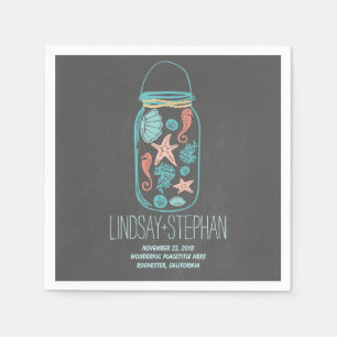 Serviettes En Papier Belle et romantique Plage Papier de mariage servie
