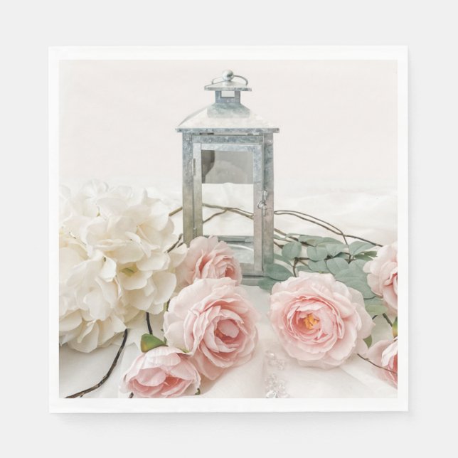 Serviettes en papier : Belles pivoines roses et Ro (Devant)