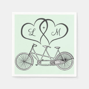 Serviettes En Papier Bicyclette pour deux coeurs Mariage personnalisé N