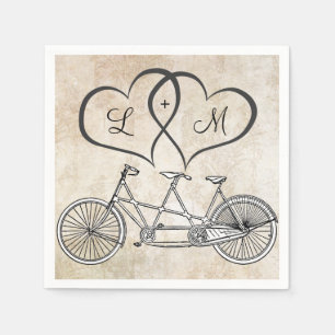 Serviettes En Papier Bicyclette pour deux coeurs Mariage personnalisé N
