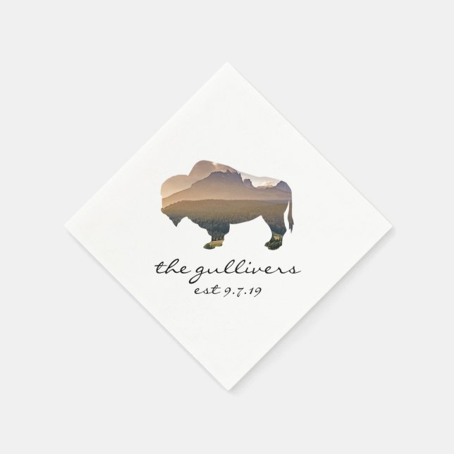 Serviettes En Papier Bison Mariage rustique (Coin)