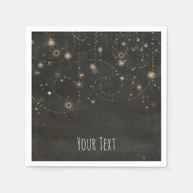 Serviettes En Papier Black Celestial Dark Starry Sky tourbillonne N'imp (Devant)