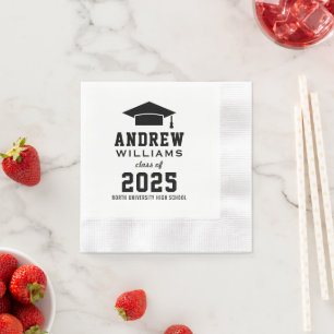 Serviettes En Papier Black Custom moderne 2024 Graduation Party