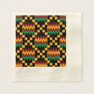 Serviettes En Papier Black, Green, Red, et Yellow Kente Cloth