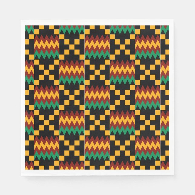 Serviettes En Papier Black, Green, Red, et Yellow Kente Cloth (Devant)