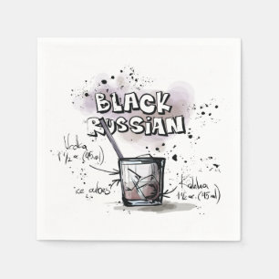 Serviettes En Papier Black Russe Drink Recette Cocktail Napkin