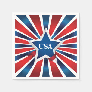 Serviettes En Papier Blancs rouges et bleus USA Monogrammes