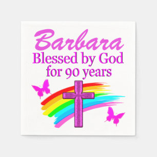 SERVIETTES EN PAPIER BLESSÉ PAR DIEU PENDANT 90 ANS NAPKINS PERSONNALIS