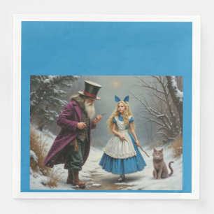 serviettes en papier bleu Alice hiver