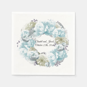 Serviettes en papier bleu et vert Dusty