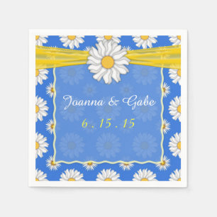 Serviettes En Papier Bleu Jaune Blanc Fleur Mariage serviettes