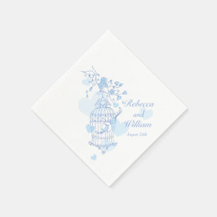 serviettes en papier bleu mariage