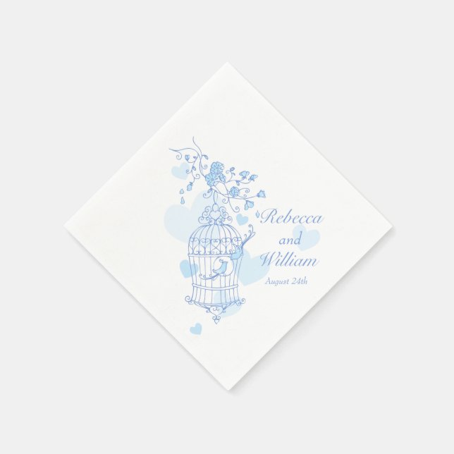 serviettes en papier bleu mariage (Coin)