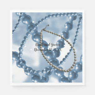 Serviettes en papier bleu pour mariage Perles en c