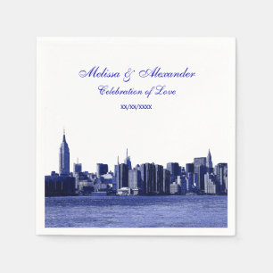 Serviettes En Papier Bleu Regarder NYC Skyline Silhouette, ESB #1