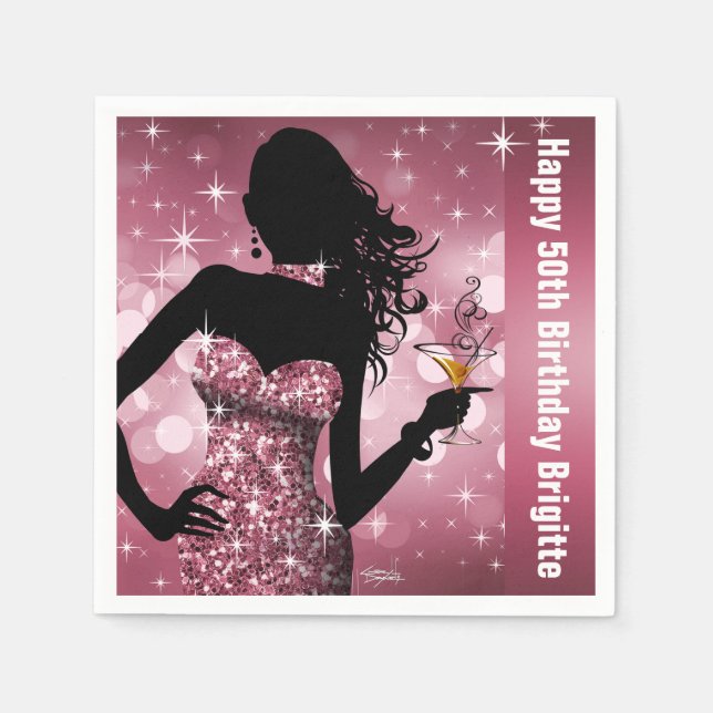 Serviettes En Papier Bling Bombshell Sparkle fête d'anniversaire | mauv (Devant)