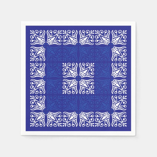 Serviettes En Papier Blue Bandana Design (Devant)