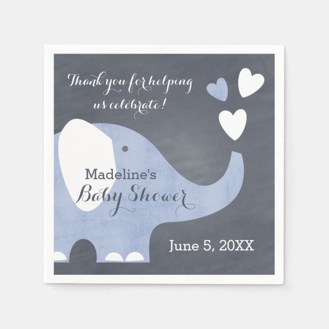 Serviettes En Papier Blue Elephant Heart (Devant)