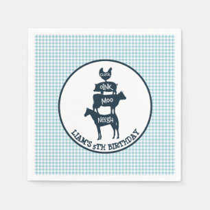 Serviettes En Papier Blue En vichy Agritourisme Thème Animal Anniversai