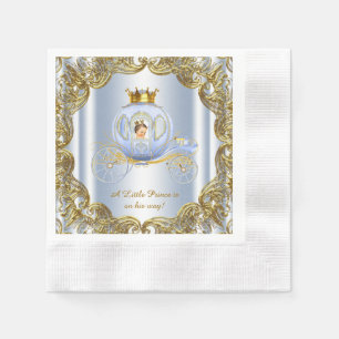 Serviettes En Papier Blue Gold Prince Carriage Baby shower