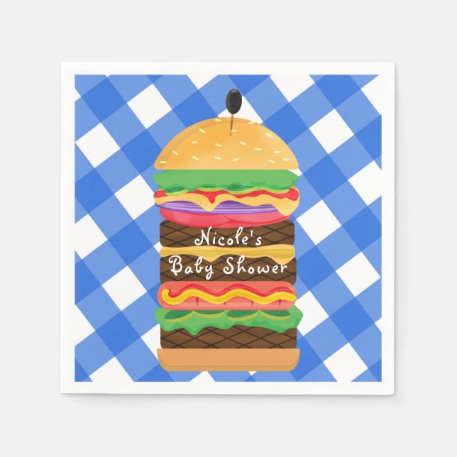 Serviettes En Papier Blue Hamburger Summer Cookout Barbecue BBQ Party (Devant)
