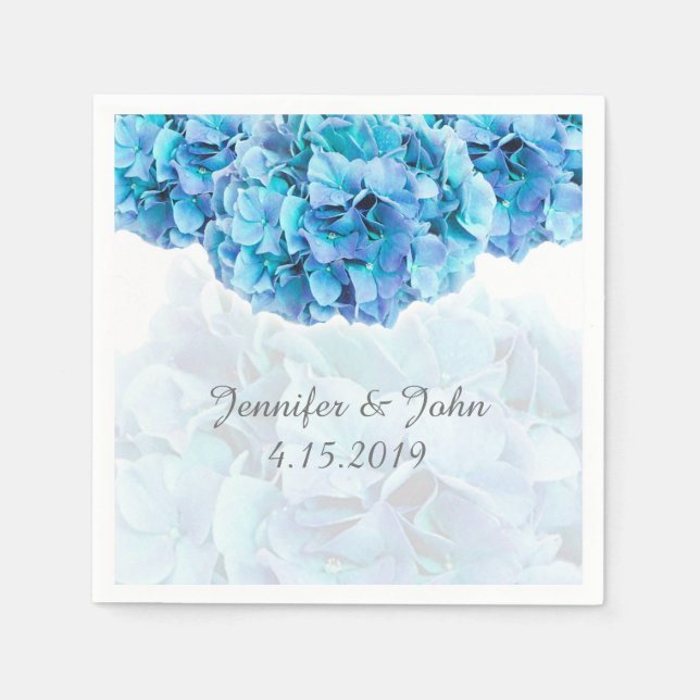 Serviettes En Papier Blue Hydrangea Collection Mariage Napkins (Devant)