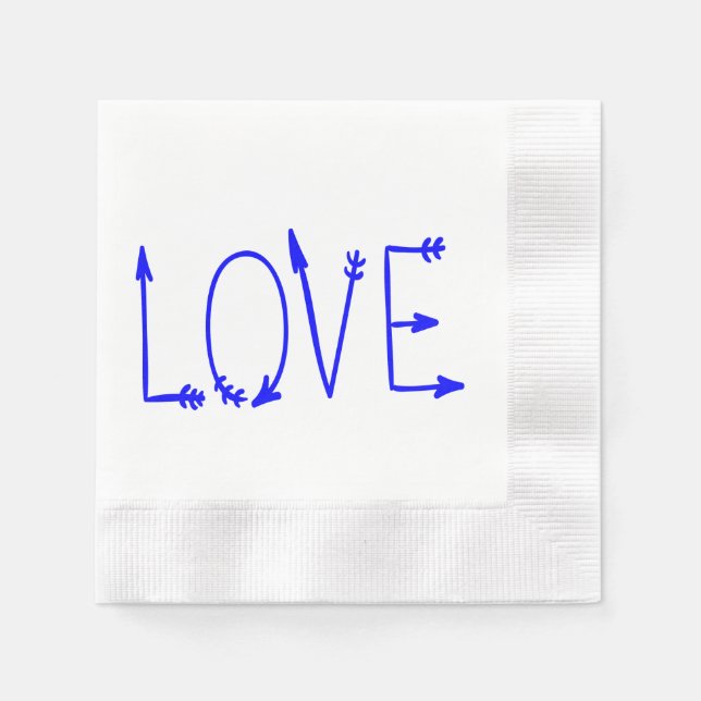 Serviettes En Papier Blue Love Flèches de mariage (Devant)