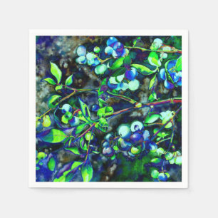 Serviettes En Papier Blueberries - vert